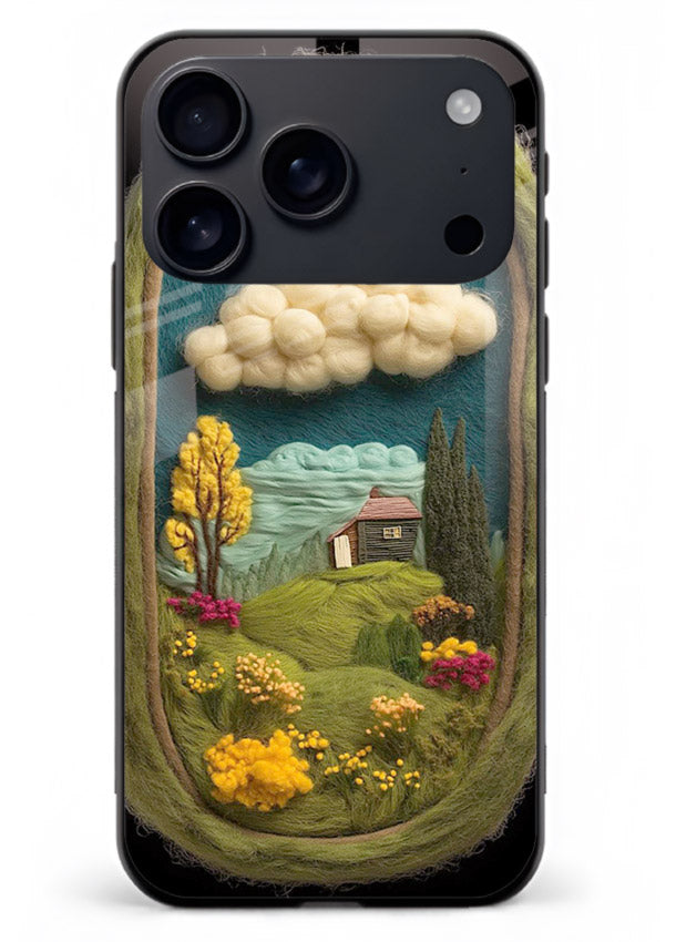 Framed Cottage Meadow scenic cottage meadow artwork iphone 18 pro glass back cover