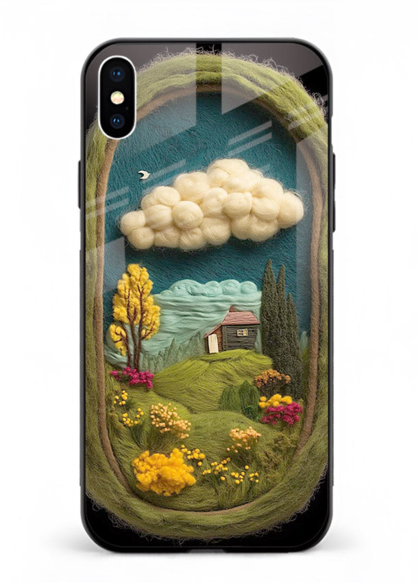 Framed Cottage Meadow scenic cottage meadow artwork iphone xs glass back cover