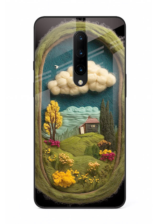 Framed Cottage Meadow scenic cottage meadow artwork OnePlus 7 Pro glass back cover