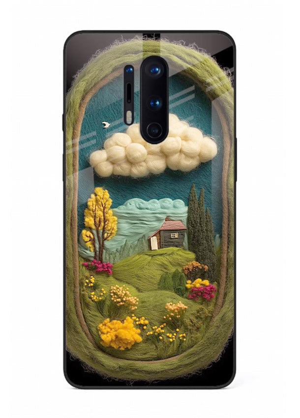 Framed Cottage Meadow scenic cottage meadow artwork OnePlus 8 Pro glass back cover