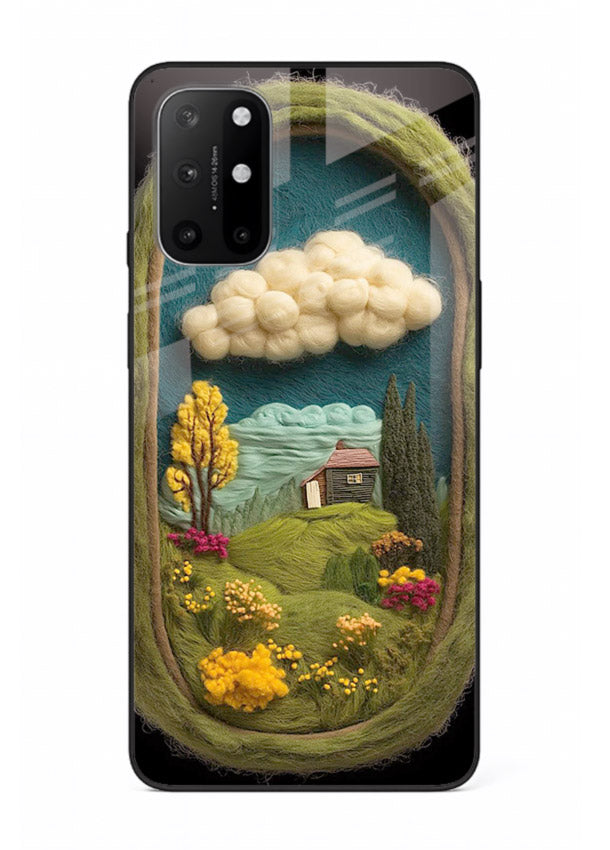 Framed Cottage Meadow scenic cottage meadow artwork OnePlus 8T glass back cover