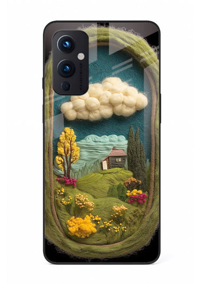 Framed Cottage Meadow scenic cottage meadow artwork OnePlus 9 Pro glass back cover