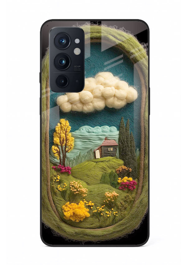 Framed Cottage Meadow scenic cottage meadow artwork OnePlus 9RT glass back cover