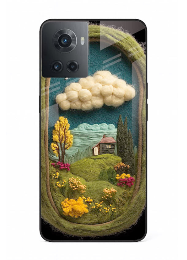 Framed Cottage Meadow scenic cottage meadow artwork OnePlus 10R glass back cover