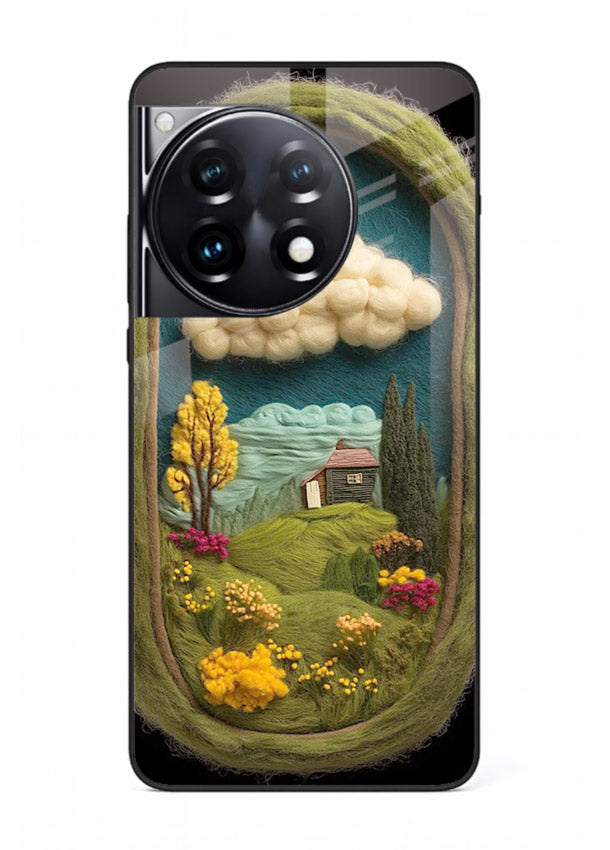 Framed Cottage Meadow scenic cottage meadow artwork OnePlus 12R glass back cover