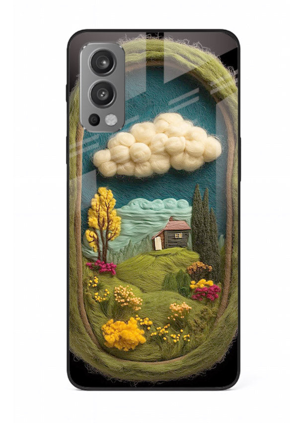 Framed Cottage Meadow scenic cottage meadow artwork OnePlus Nord 2 glass back cover