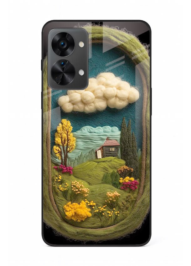 Framed Cottage Meadow scenic cottage meadow artwork OnePlus Nord 2T glass back cover