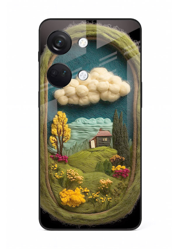 Framed Cottage Meadow scenic cottage meadow artwork OnePlus Nord 3 glass back cover