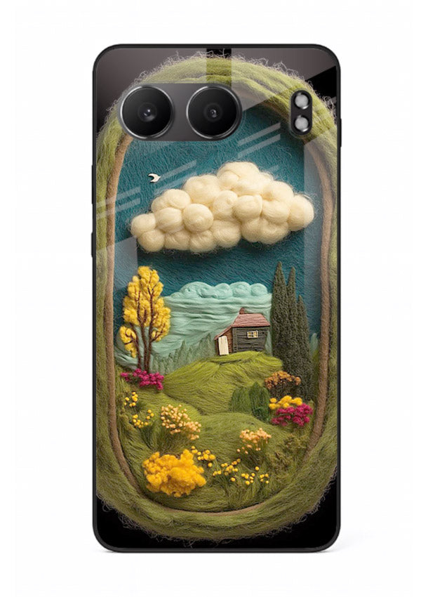 Framed Cottage Meadow scenic cottage meadow artwork OnePlus Nord 4 glass back cover