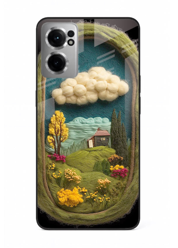 Framed Cottage Meadow scenic cottage meadow artwork OnePlus Nord CE2 5G glass back cover