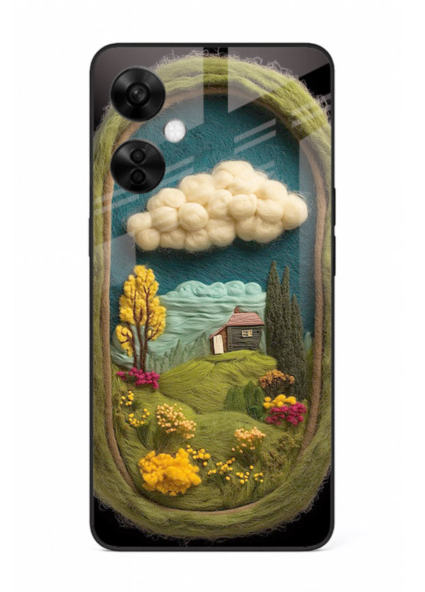 Framed Cottage Meadow scenic cottage meadow artwork OnePlus Nord CE3 Lite glass back cover