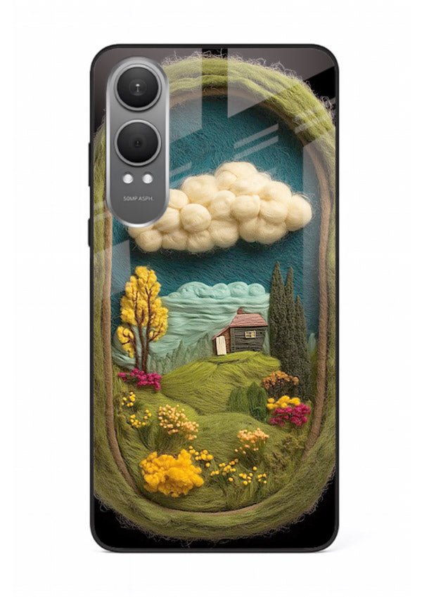 Framed Cottage Meadow scenic cottage meadow artwork OnePlus Nord CE4 Lite glass back cover