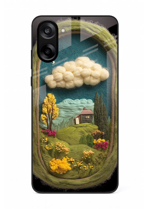Framed Cottage Meadow scenic cottage meadow artwork OnePlus Nord CE5 glass back cover