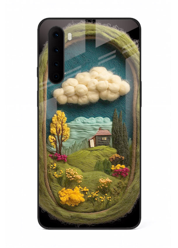 Framed Cottage Meadow scenic cottage meadow artwork OnePlus Nord glass back cover