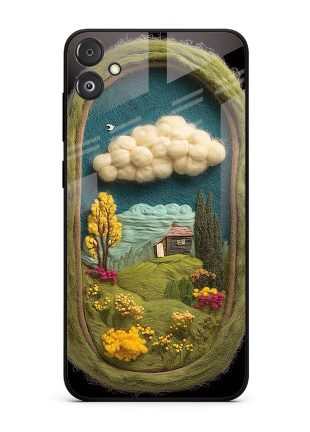 Framed Cottage Meadow scenic cottage meadow artwork Samsung F04 5G glass back cover