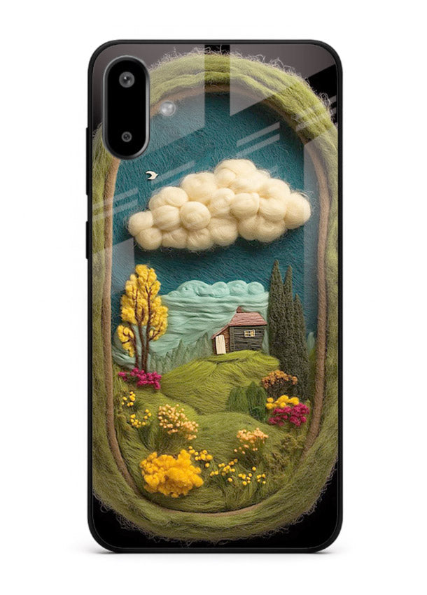 Framed Cottage Meadow scenic cottage meadow artwork Samsung F06 5G glass back cover