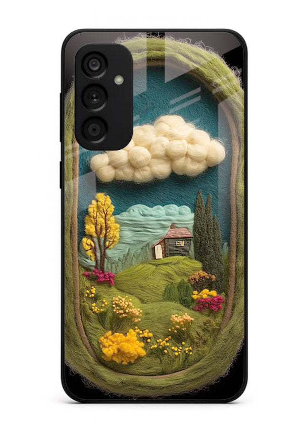 Framed Cottage Meadow scenic cottage meadow artwork Samsung A04s 5G glass back cover
