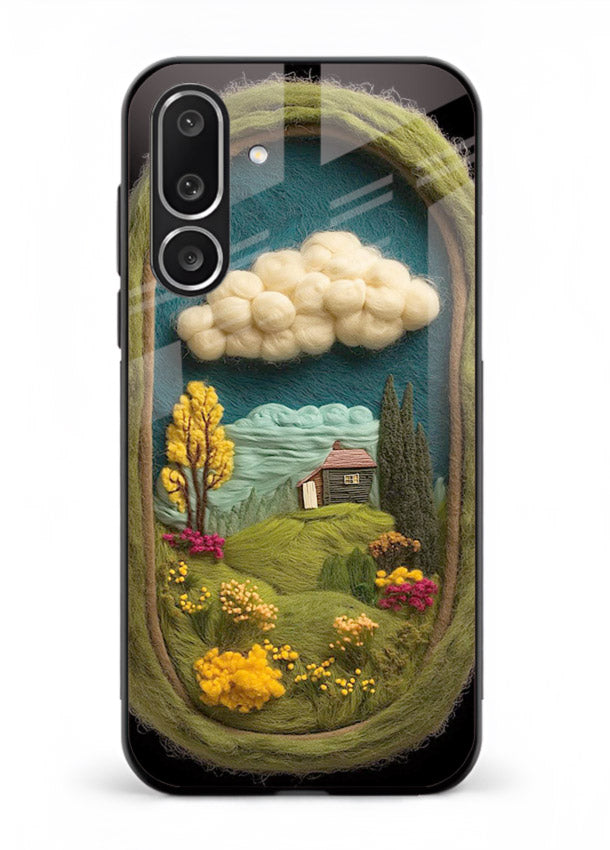 Framed Cottage Meadow scenic cottage meadow artwork Samsung F56 5G glass back cover