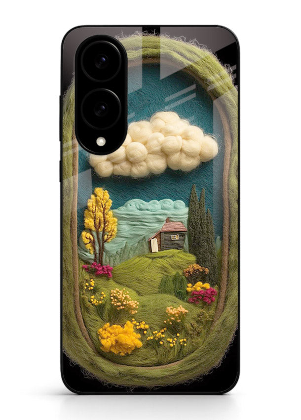 Framed Cottage Meadow scenic cottage meadow artwork Samsung S25 Edge glass back cover