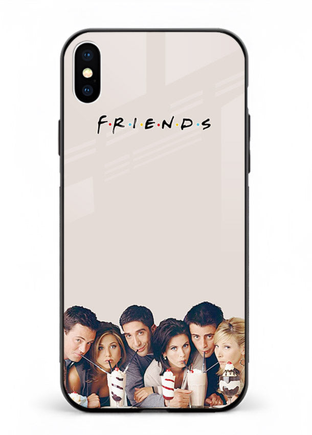 Minimal friends artwork printed on glossy tempered glass iPhone XS Max back cover