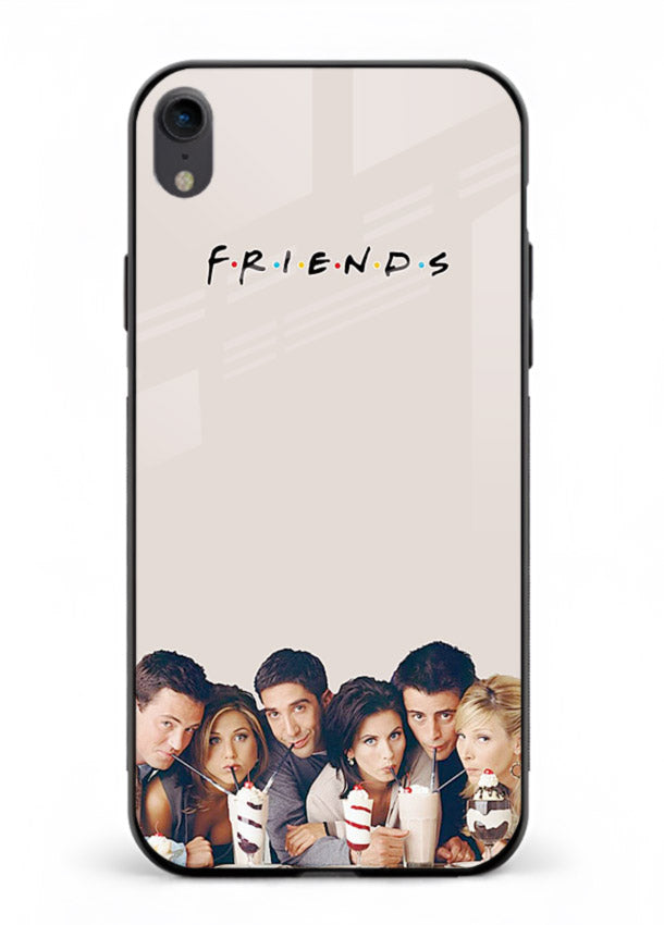Minimal friends artwork printed on glossy tempered glass iPhone XR back cover