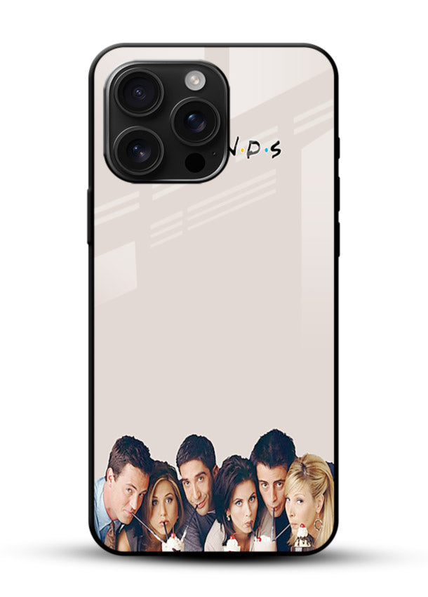 Minimal friends artwork printed on glossy tempered glass mobile cover - 1