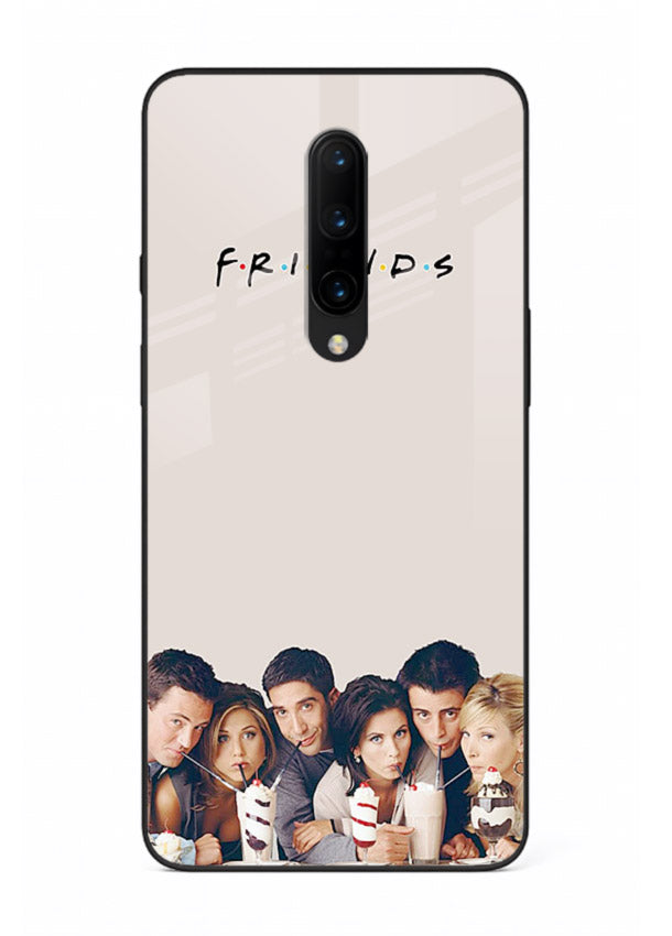 Minimal friends artwork printed on glossy tempered glass OnePlus 8 back cover