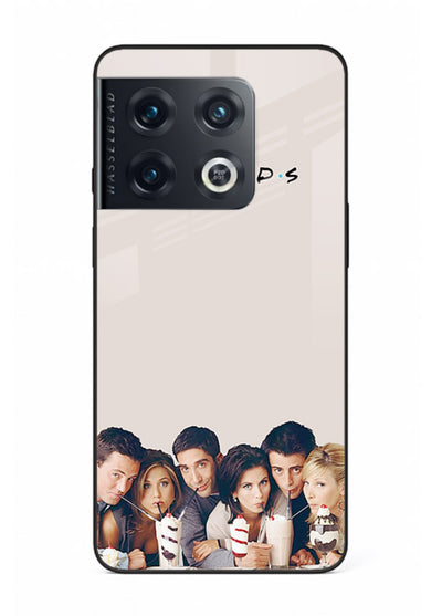 Minimal friends artwork printed on glossy tempered glass OnePlus 10 Pro back cover