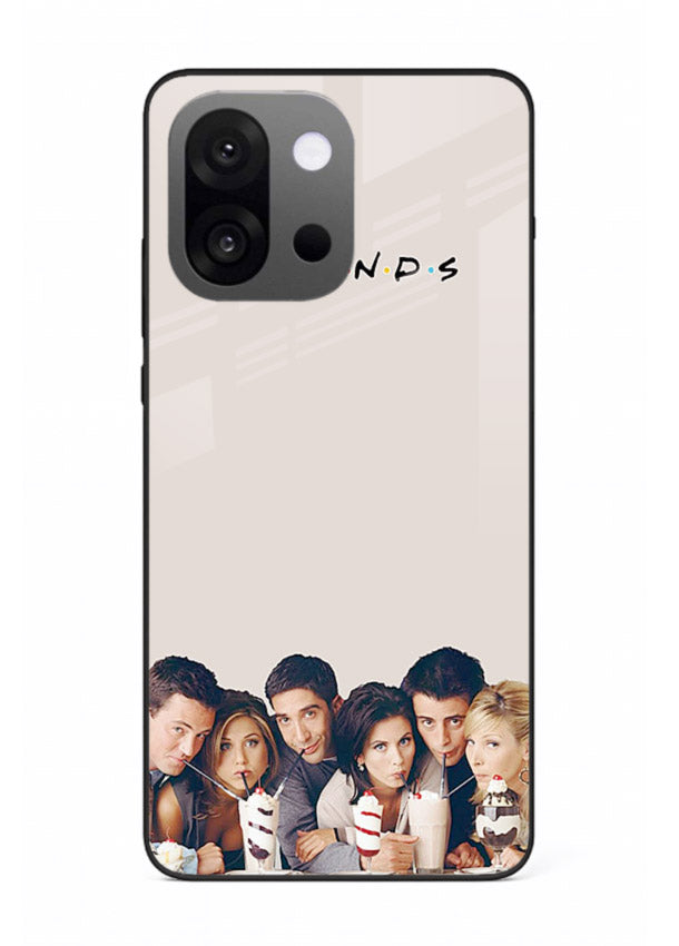 Minimal friends artwork printed on glossy tempered glass OnePlus 13s back cover
