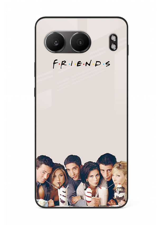 Minimal friends artwork printed on glossy tempered glass OnePlus Nord 4 back cover