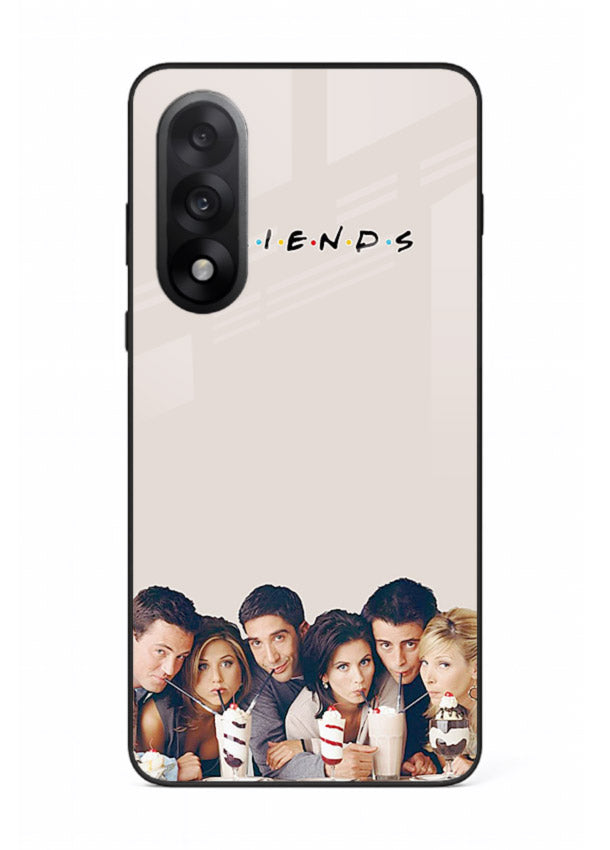 Minimal friends artwork printed on glossy tempered glass OnePlus Nord 5 back cover