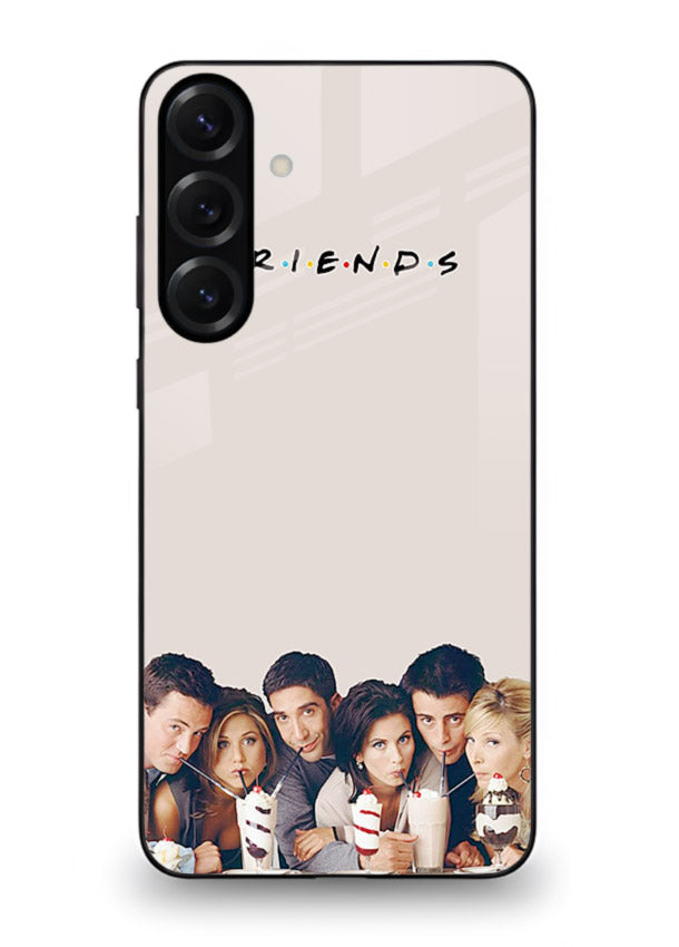 Minimal friends artwork printed on glossy tempered glass Samsung M35 5G back cover