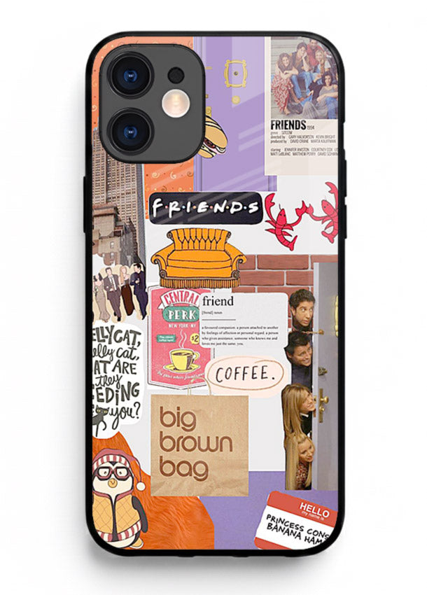 Sitcom mood board artwork printed on glossy tempered glass iPhone 11 back cover