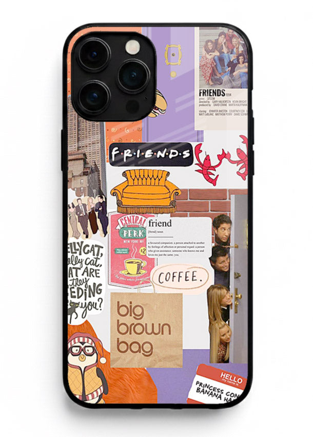 Sitcom mood board artwork printed on glossy tempered glass iPhone 12 Pro Max back cover