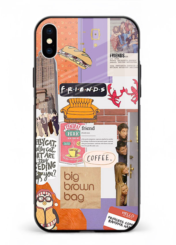 Sitcom mood board artwork printed on glossy tempered glass iPhone XS Max back cover