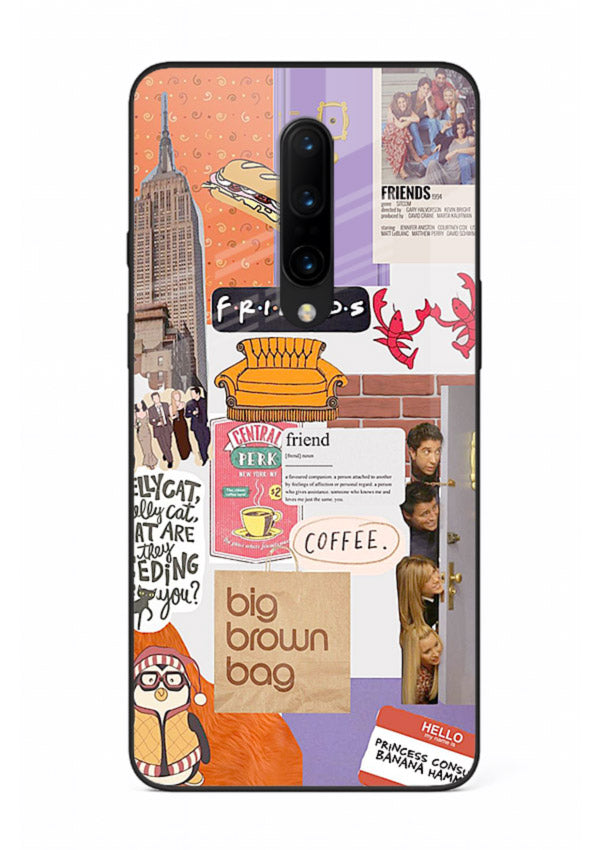 Sitcom mood board artwork printed on glossy tempered glass OnePlus 7 Pro back cover