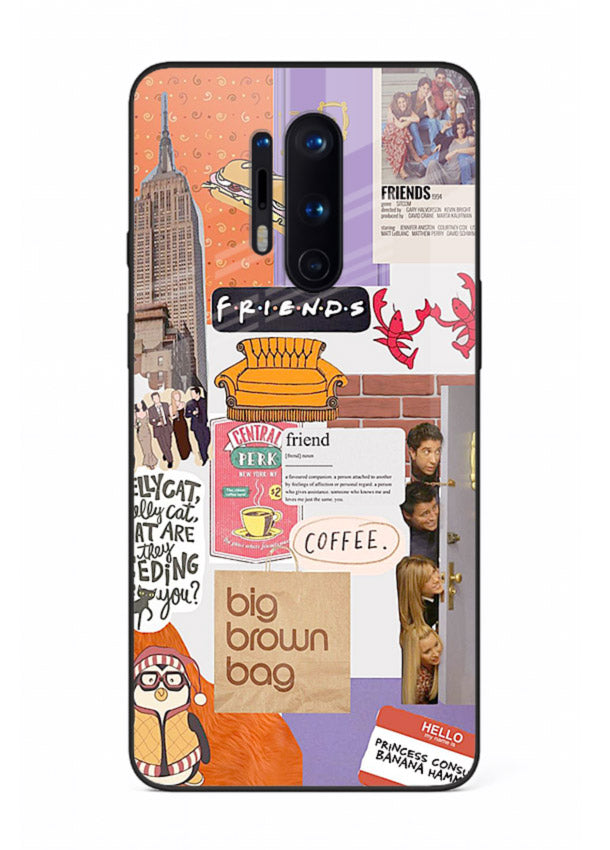 Sitcom mood board artwork printed on glossy tempered glass OnePlus 8 Pro back cover