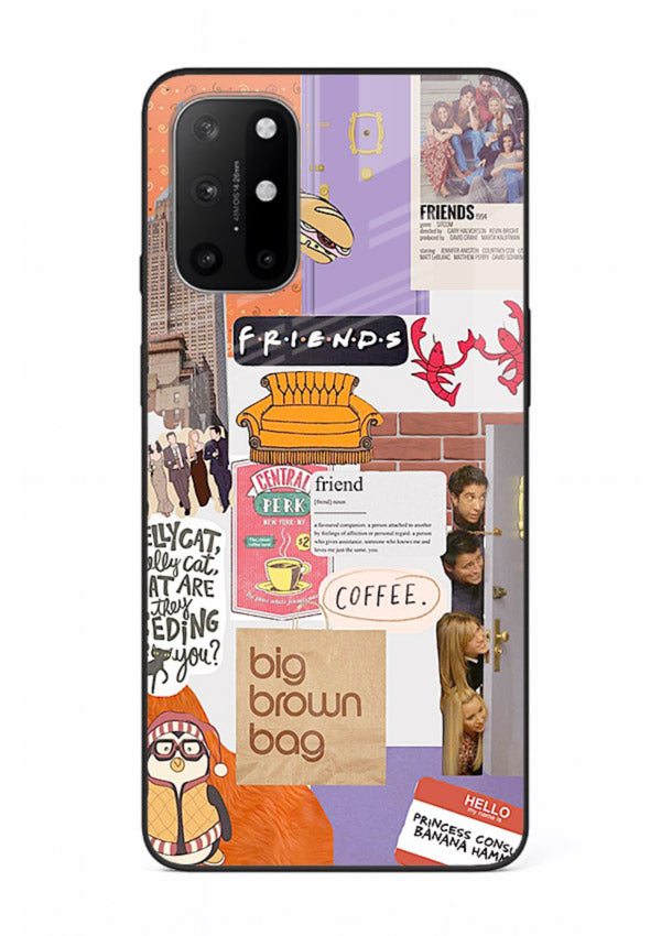 Sitcom mood board artwork printed on glossy tempered glass OnePlus 8T back cover