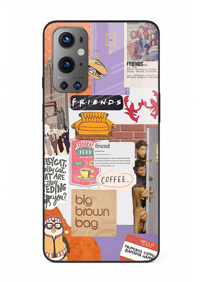Sitcom mood board artwork printed on glossy tempered glass OnePlus 9 back cover