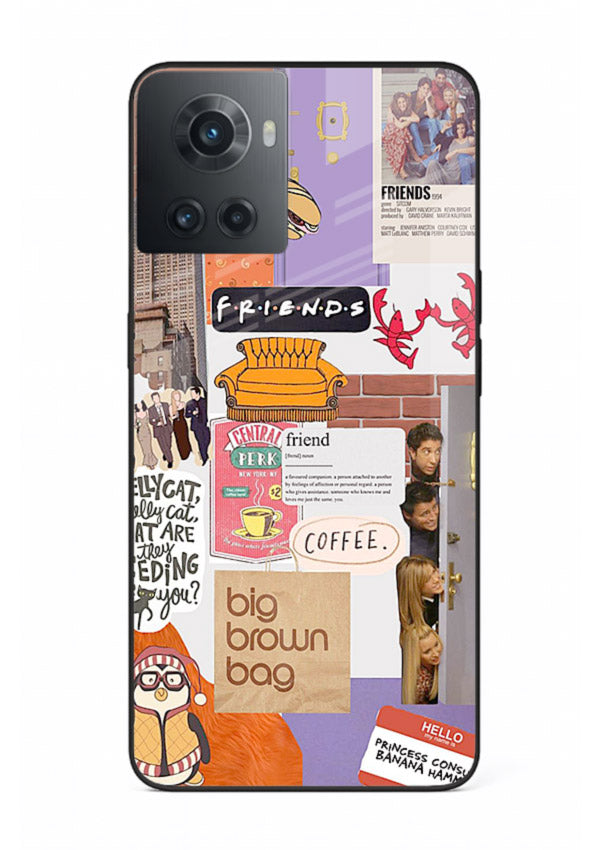 Sitcom mood board artwork printed on glossy tempered glass OnePlus 10R back cover