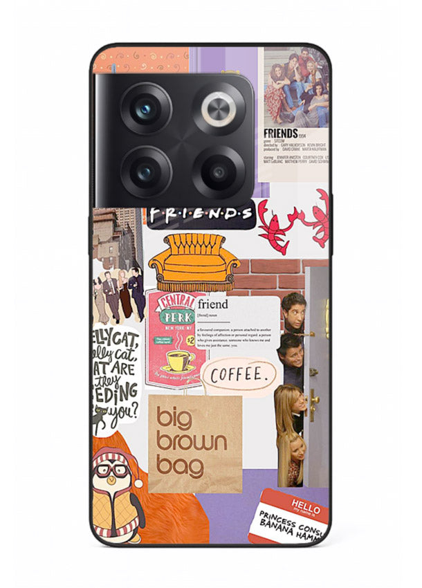 Sitcom mood board artwork printed on glossy tempered glass OnePlus 10T back cover