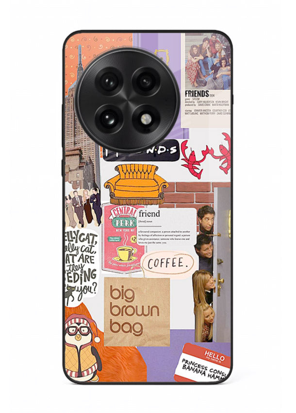Sitcom mood board artwork printed on glossy tempered glass OnePlus 13 back cover
