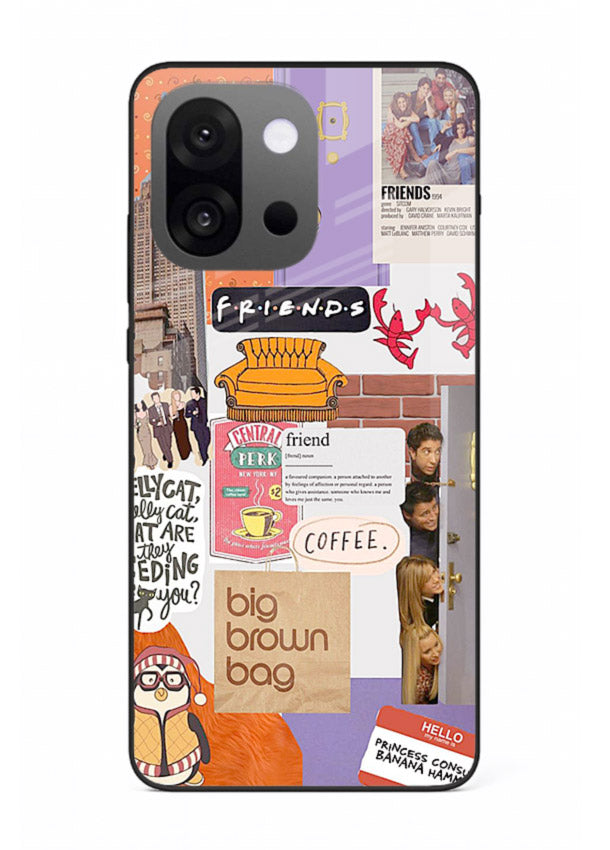 Sitcom mood board artwork printed on glossy tempered glass OnePlus 13s back cover