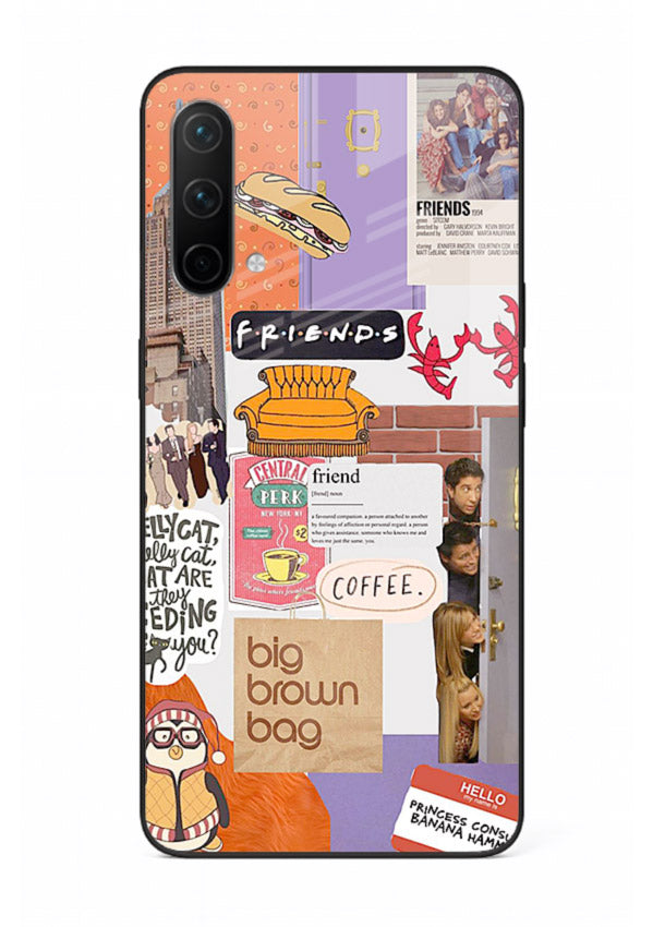 Sitcom mood board artwork printed on glossy tempered glass OnePlus Nord CE 5G back cover