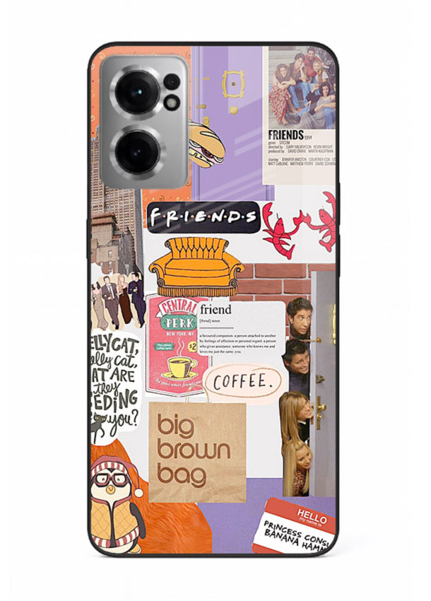 Sitcom mood board artwork printed on glossy tempered glass OnePlus Nord CE2 5G back cover