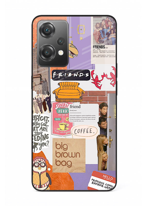 Sitcom mood board artwork printed on glossy tempered glass OnePlus Nord CE2 Lite 5G back cover