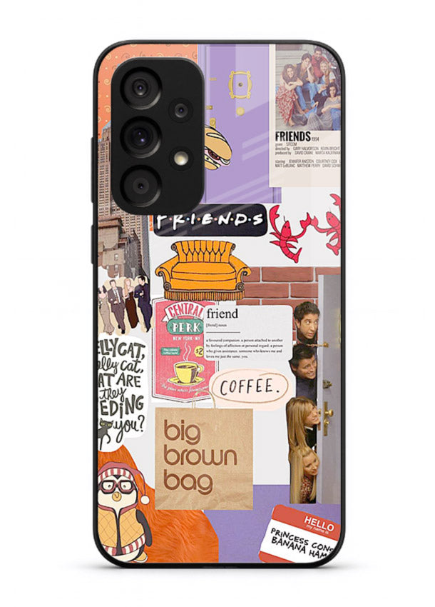 Sitcom mood board artwork printed on glossy tempered glass Samsung A73 5G back cover