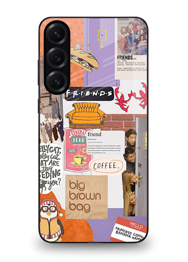 Sitcom mood board artwork printed on glossy tempered glass Samsung M35 5G back cover