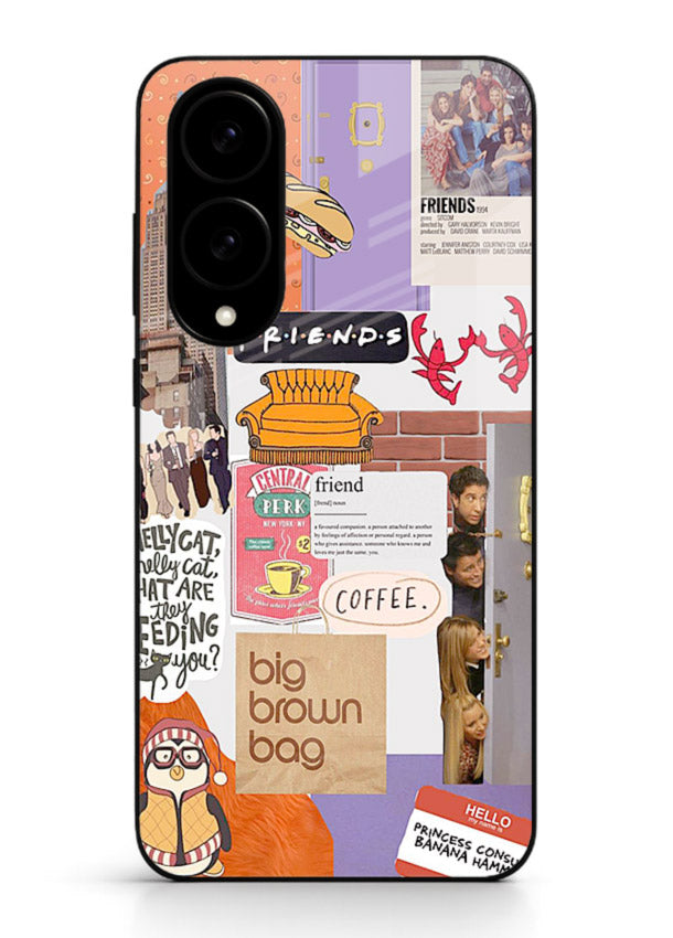 Sitcom mood board artwork printed on glossy tempered glass Samsung S25 Edge back cover