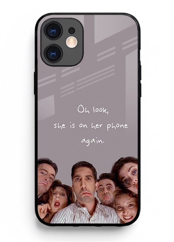 Grey friends quote artwork printed on glossy tempered glass iPhone 11 back cover